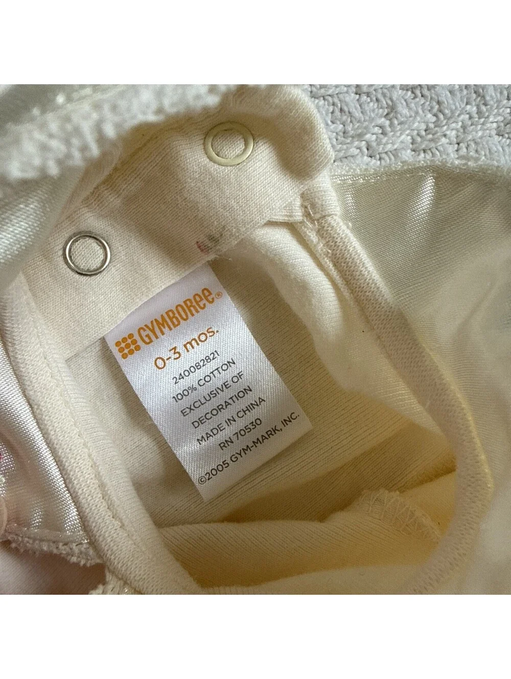 Vintage Gymboree Baby Girl Floral Embroidered Collared Long Sleeve Bodysuit 0-3m